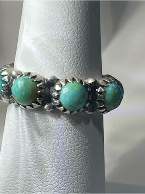 “Natural Kingman Turquoise” Eternity Band Ring Sz 6 -Nizhoni Stamped